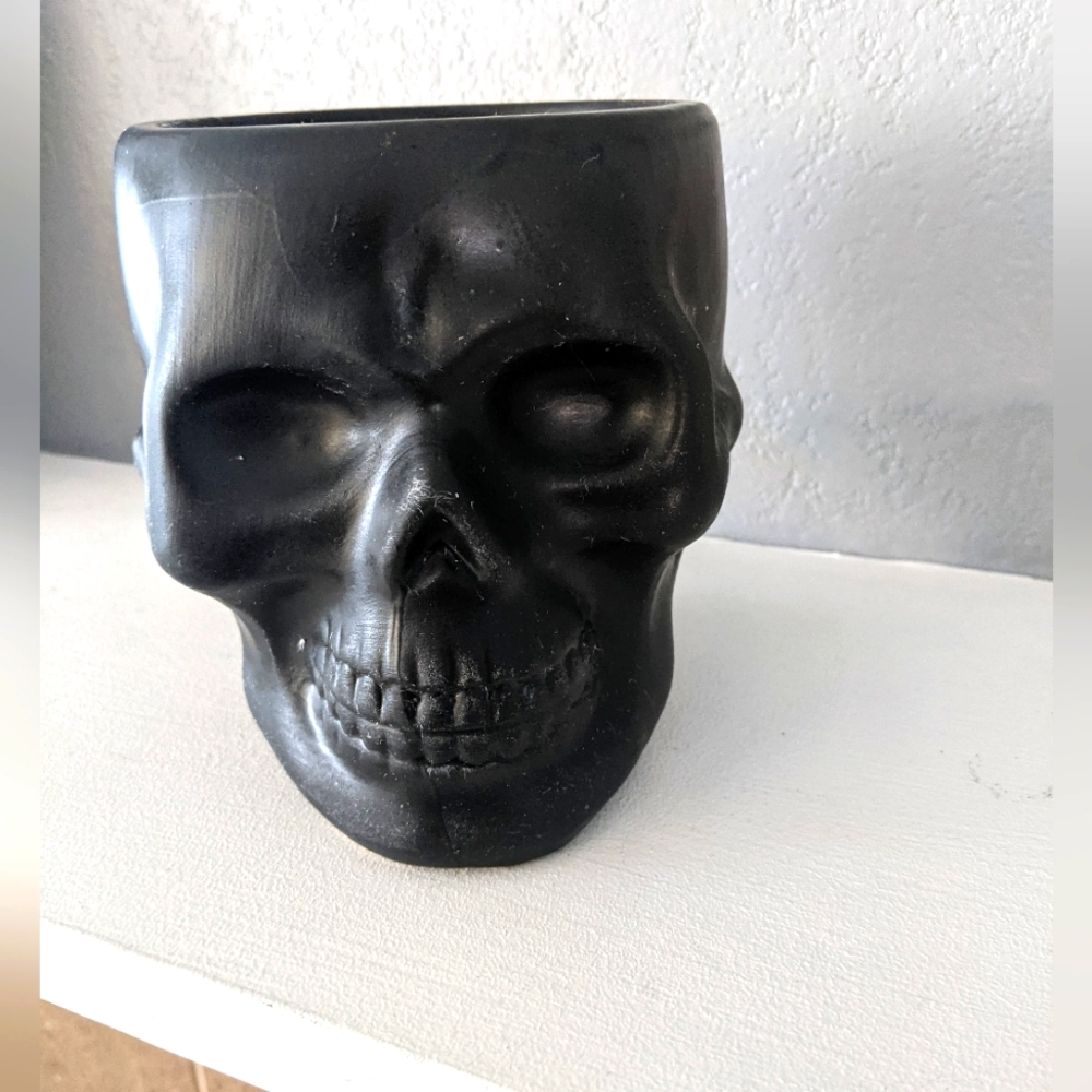 Halloween Black Skull Planter Spooky Decor Gothic Witchy Accessories Organizer